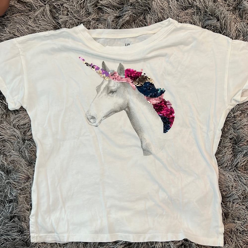 Gap size 10 girls unicorn sequin top